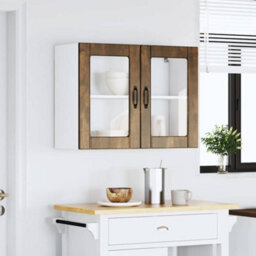 Berkfield Kitchen Wall Cabinet With Glass Door Lucca Smoked Oak Engineered Wood - thumbnail 3