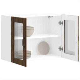 Berkfield Kitchen Wall Cabinet With Glass Door Lucca Smoked Oak Engineered Wood
