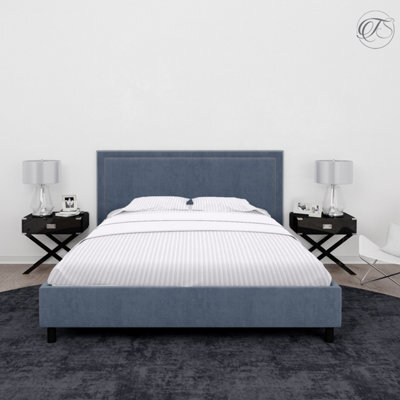 Neel Blue 300Tc White Fitted Sheet Satin Stripe, King Size, 150Cmx200Cmx30Cm - image 1