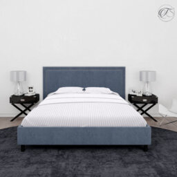 Neel Blue 300Tc White Fitted Sheet Satin Stripe, King Size, 150Cmx200Cmx30Cm