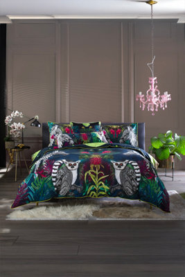 Deyongs Luxurious Under The Neon Moon 100% Cotton Duvet Cover Set With Digitally Printed Design Piped Finish And 200 Thread Count - image 1