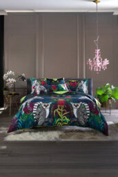 Deyongs Luxurious Under The Neon Moon 100% Cotton Duvet Cover Set With Digitally Printed Design Piped Finish And 200 Thread Count - thumbnail 1