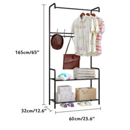 Coat Rack Stand With 2 Tier Shoe Rack And 5 Hooks - Bronze - thumbnail 5