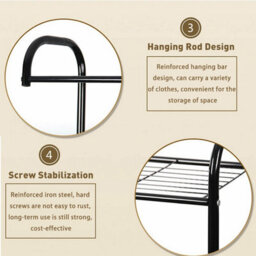 Coat Rack Stand With 2 Tier Shoe Rack And 5 Hooks - Bronze - thumbnail 4