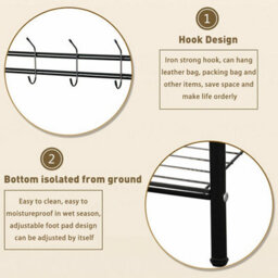 Coat Rack Stand With 2 Tier Shoe Rack And 5 Hooks - Bronze - thumbnail 3