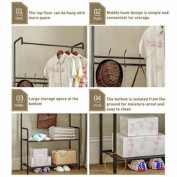 Coat Rack Stand With 2 Tier Shoe Rack And 5 Hooks - Bronze - thumbnail 2