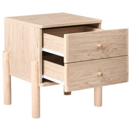 Wyld and Coco Nordicnest Bedside Table, Light Brown Paper Veneer, Solid Wood Legs, Two Drawers, W40 X D40 X H50Cm - thumbnail 5