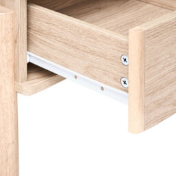 Wyld and Coco Nordicnest Bedside Table, Light Brown Paper Veneer, Solid Wood Legs, Two Drawers, W40 X D40 X H50Cm - thumbnail 7