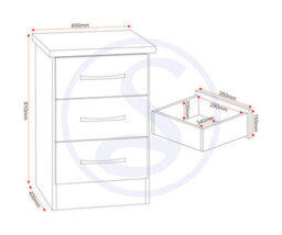 Seconique Nevada 3 Drawer Bedside In Grey Gloss Light Oak Effect Veneer - thumbnail 9