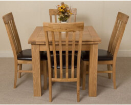 That's Furniture Richmond 90Cm - 150Cm Square Oak Extending Dining Table And 4 Chairs Dining Set With Harvard Chairs - thumbnail 2