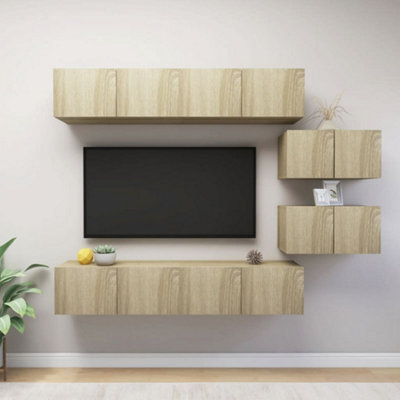 Berkfield 6 Piece Tv Cabinet Set Sonoma Oak Engineered Wood - image 1
