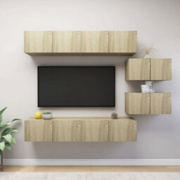 Berkfield 6 Piece Tv Cabinet Set Sonoma Oak Engineered Wood - thumbnail 1