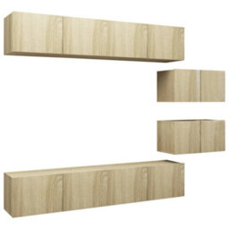 Berkfield 6 Piece Tv Cabinet Set Sonoma Oak Engineered Wood - thumbnail 2