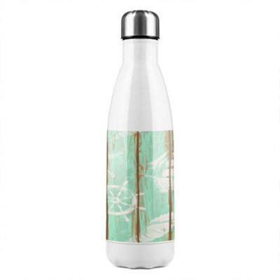 Benjamin Tate Design Nautical Elements On Wood Stainless Steel Bottle Designer Style - image 1