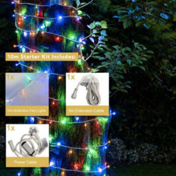 Christmas Tree World Crownvine 10M Fairy Lights - 100 Leds Multicolour - White Rubber Cable (For Crownvine Lights) - thumbnail 2