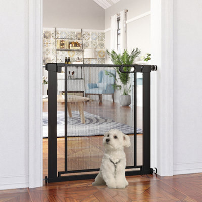 Pawhut Pressure Fit Safety Gate For Stairs W/ Auto Close 75-82 Cm - Black - image 1