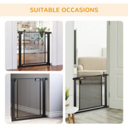 Pawhut Pressure Fit Safety Gate For Stairs W/ Auto Close 75-82 Cm - Black - thumbnail 7