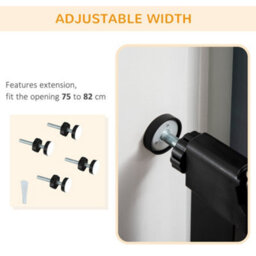 Pawhut Pressure Fit Safety Gate For Stairs W/ Auto Close 75-82 Cm - Black - thumbnail 6