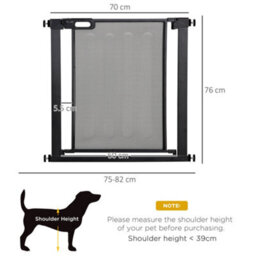 Pawhut Pressure Fit Safety Gate For Stairs W/ Auto Close 75-82 Cm - Black - thumbnail 3