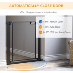 Pawhut Pressure Fit Safety Gate For Stairs W/ Auto Close 75-82 Cm - Black - thumbnail 5