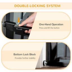 Pawhut Pressure Fit Safety Gate For Stairs W/ Auto Close 75-82 Cm - Black - thumbnail 4