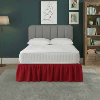 Base Valance Polycotton Sheet For Divan Beds Easy Care Bed Base Cover Red - image 1