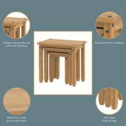Core Products, Corona Nest Of 3 Tables, Antique Wax Finish H51.1Cm X W53.0Cm X D35.0Cm - thumbnail 7