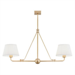 Luminosa Lighting Luminosa Atrani Multi Arm Pendant Ceiling 2 Light Cream, Old Gold - thumbnail 1