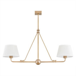 Luminosa Lighting Luminosa Atrani Multi Arm Pendant Ceiling 2 Light Cream, Old Gold - thumbnail 2