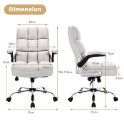 Costway Executive Office Chair Ergonomic High Back Swivel Computer Desk Chair-Beige - thumbnail 2