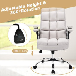 Costway Executive Office Chair Ergonomic High Back Swivel Computer Desk Chair-Beige - thumbnail 6