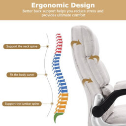 Costway Executive Office Chair Ergonomic High Back Swivel Computer Desk Chair-Beige - thumbnail 7