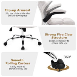 Costway Executive Office Chair Ergonomic High Back Swivel Computer Desk Chair-Beige - thumbnail 9