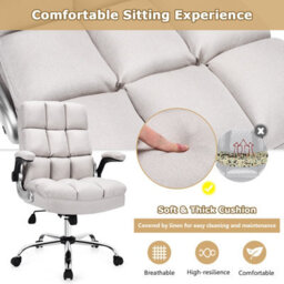 Costway Executive Office Chair Ergonomic High Back Swivel Computer Desk Chair-Beige - thumbnail 8
