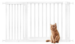 Bettacare Wooden Elegance Dog Gate, White, 135Cm - 143Cm, Pressure Fit Pet Gate, 73Cm Extra Wide Doorway, Easy Installation - thumbnail 1