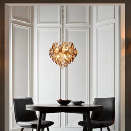 Antique Gold Ornate Chandelier - Clear & Amber Glass Detailling - Dimmable - thumbnail 4