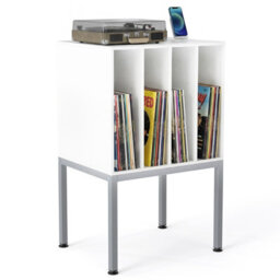 Gainoom Record Player Stand White Turntable Stand Record Storage Table Vinyl Display Shelf