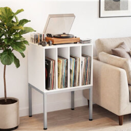 Gainoom Record Player Stand White Turntable Stand Record Storage Table Vinyl Display Shelf - thumbnail 3
