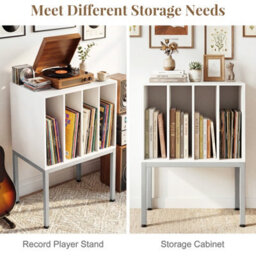 Gainoom Record Player Stand White Turntable Stand Record Storage Table Vinyl Display Shelf - thumbnail 5