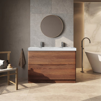 Plum&clay Eden Redwood Floor Standing Vanity Unit With Ceramic Basin (W)1200mm - image 1