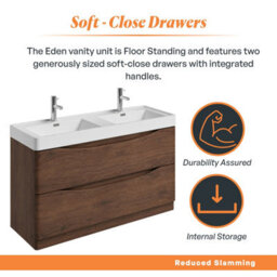 Plum&clay Eden Redwood Floor Standing Vanity Unit With Ceramic Basin (W)1200mm - thumbnail 5