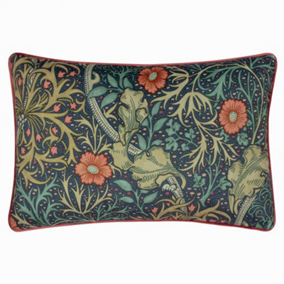 Morris & Co Seaweed Printed Velvet Feather Rich Cushion - image 1