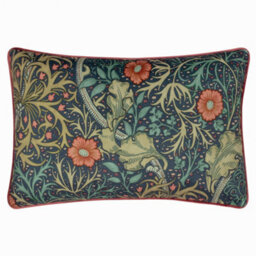 Morris & Co Seaweed Printed Velvet Feather Rich Cushion - thumbnail 1