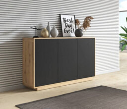 Arte Sleek Aston 43 Sideboard Cabinet 160Cm - Black Matt & Oak Torus: Versatile Storage Solution For Modern Living Spaces - thumbnail 3