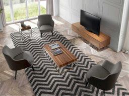 Angel Cerda Stylish Walnut Tv Stand With Chrome Legs - thumbnail 6