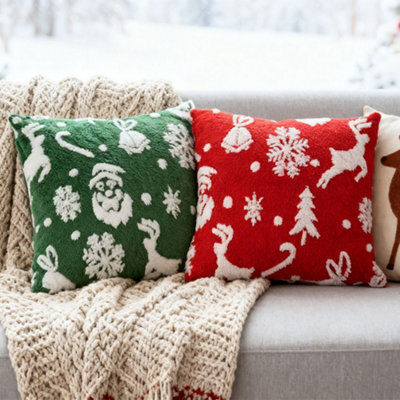 Living And Home Set Of 2 Christmas Theme Decorative Throw Pillows Washable Soft And Festive 45Cm W X 45Cm D - image 1