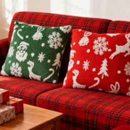 Living And Home Set Of 2 Christmas Theme Decorative Throw Pillows Washable Soft And Festive 45Cm W X 45Cm D - thumbnail 3