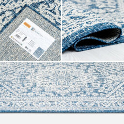 Homeart Outdoor Indoor Rug, Easy Clean, Uv Weather Resistant Rug For Patio, Gardenmedallion Blue, Cream,200X290Cm - thumbnail 5