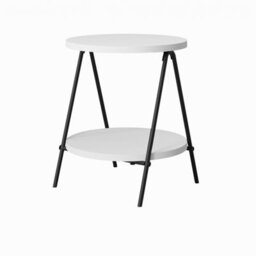 Decortie Essel Modern Round Side End Table 35Cm Black Metal Legs White Living Room H 42Cm - thumbnail 2