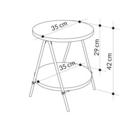 Decortie Essel Modern Round Side End Table 35Cm Black Metal Legs White Living Room H 42Cm - thumbnail 3